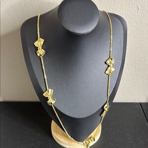 J. Crew Long Chain Elegant Gold Tone Bow Necklace